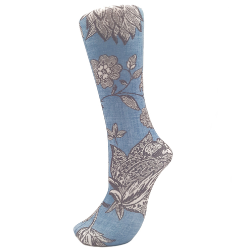 Denim Linen Flowers Trouser Socks - Celeste Stein