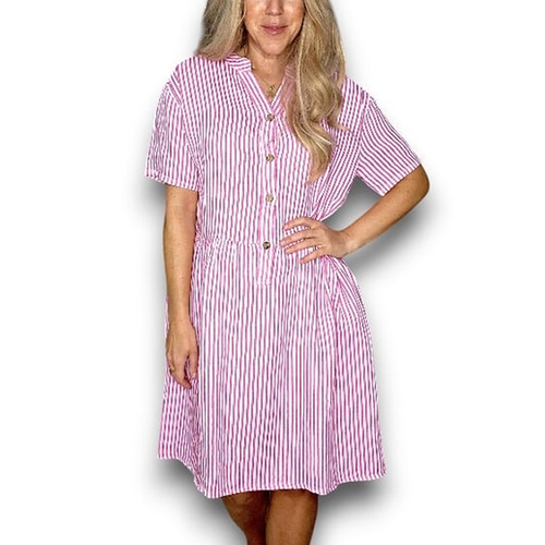 Linen Stripe Midi Dress - Helga May
