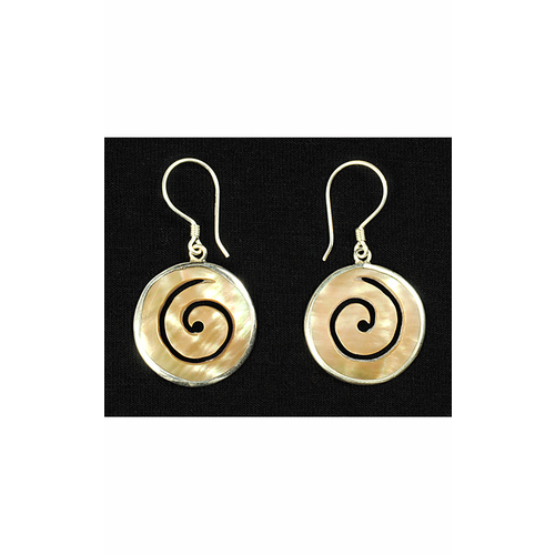 Shell and Sterling Spiral Earrings